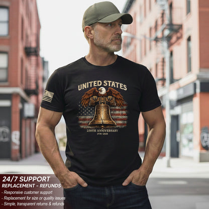 USA 250th Anniversary 250 Years Shirt 1776 2026 Liberty Bell Eagle American Pride
