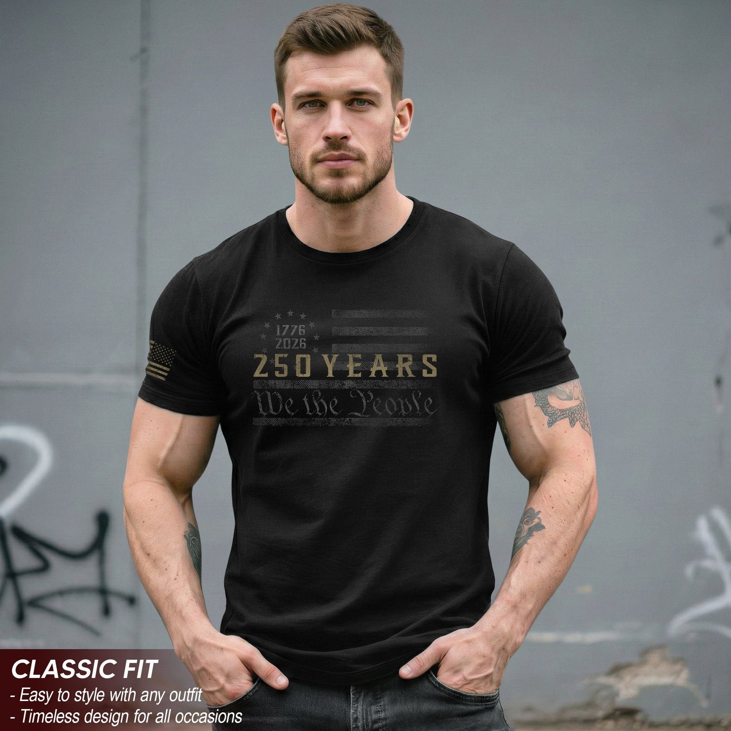 250 Years American Freedom T-Shirt – Minimal USA Flag 1776–2026 Tee