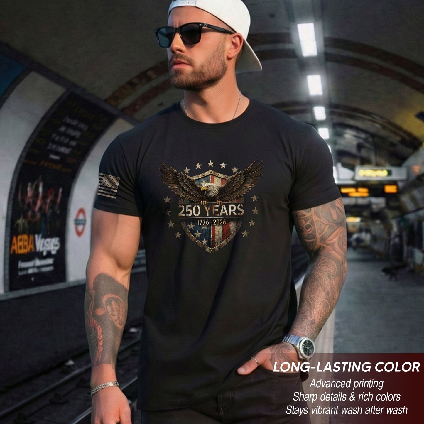 USA 250th Anniversary Shirt 1776-2026 American Flag Eagle Patriotic for Men